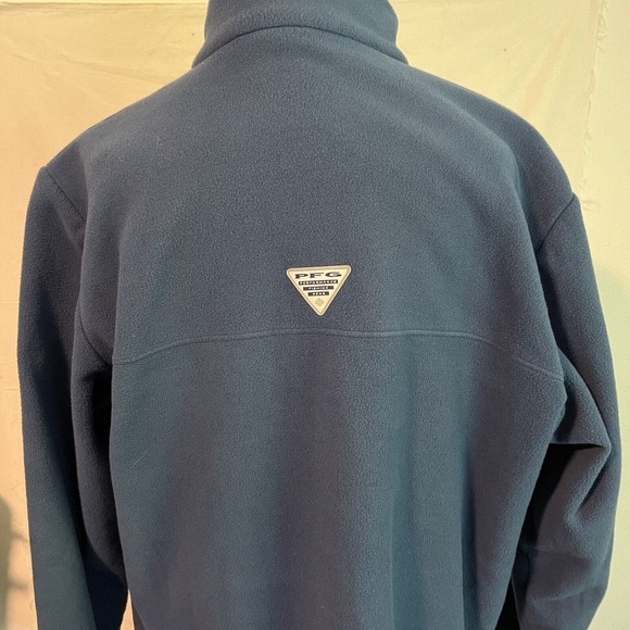 Columbia PFG Sweater Mens XL Navy Blue Fleece 1/4 Snap Mock Neck Pocket Pullover - Picture 9 of 14